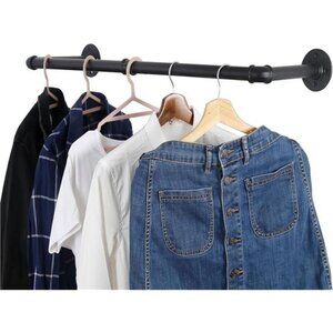 Clothing Rack Wall Mount,24" Industrial Pipe Clothes Rack for Hanging Clothes